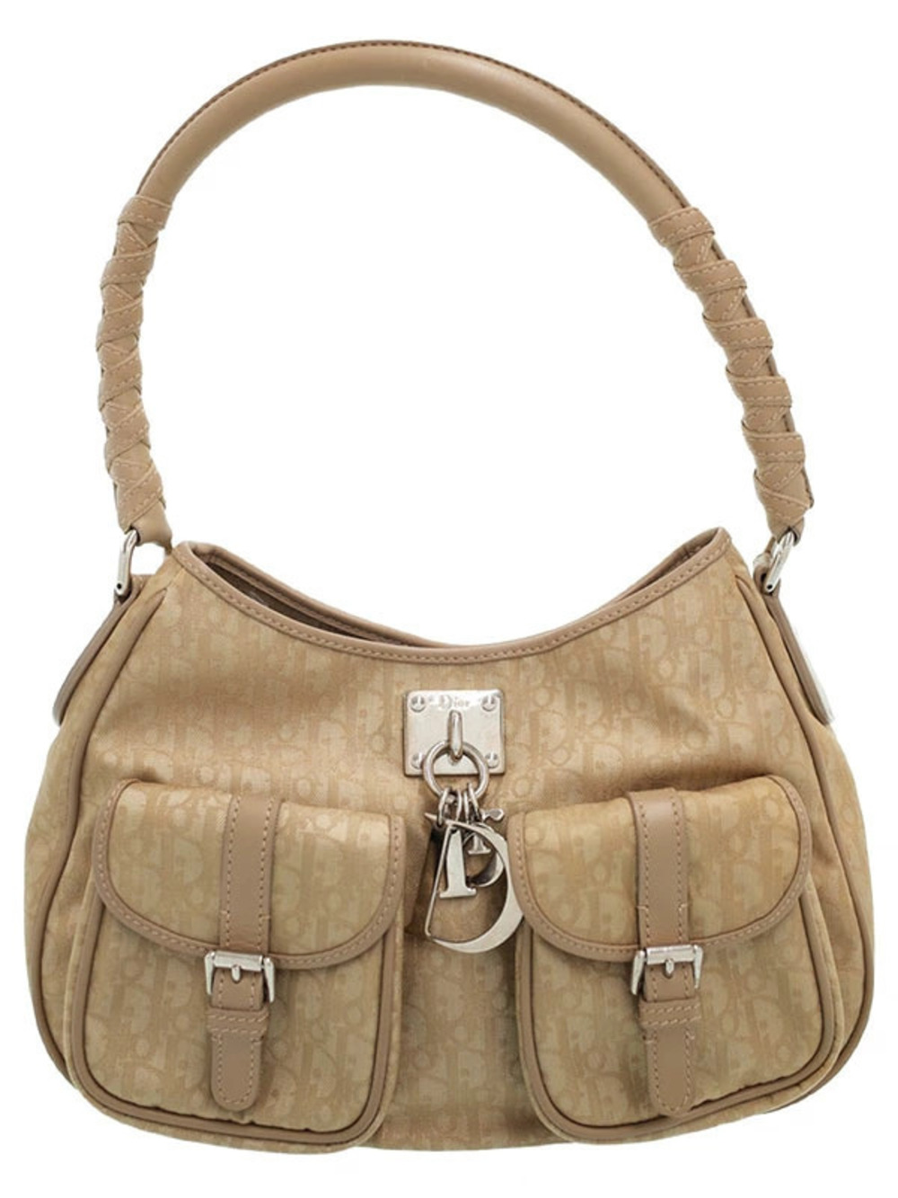 Christian Dior Brown Beige Cream Oblique Lovely Everyday bag monogram buckle